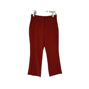 Veronica Beard Burnt Orange Twill Wool Cropped Pants Size 0 Pockets